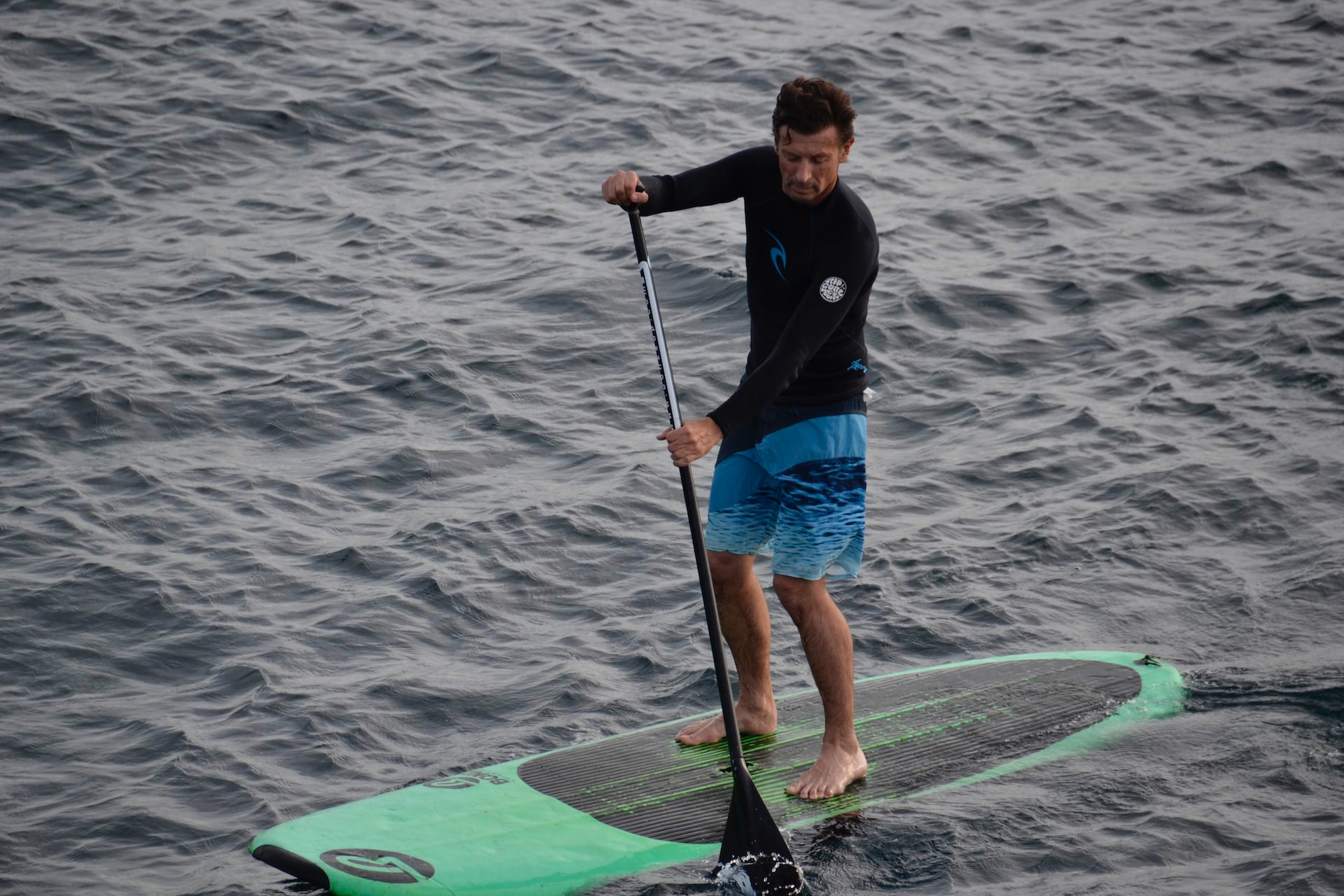 A man standing on a paddleboard